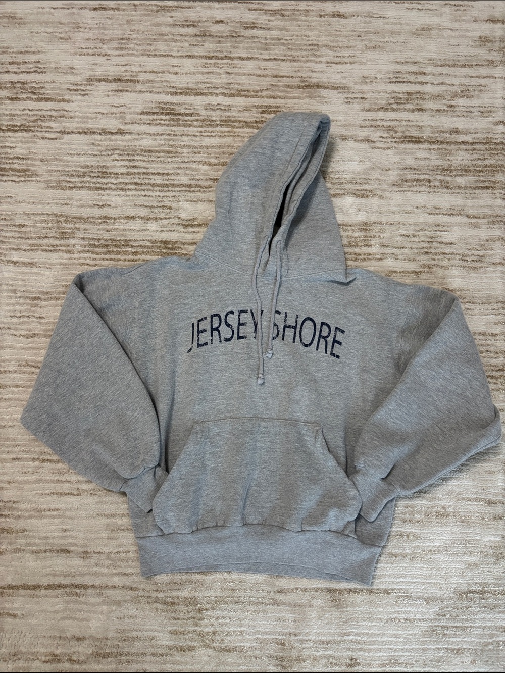 Distressed Jersey Shore Gray Hoodie Sweatshirt Size Small Unisex
